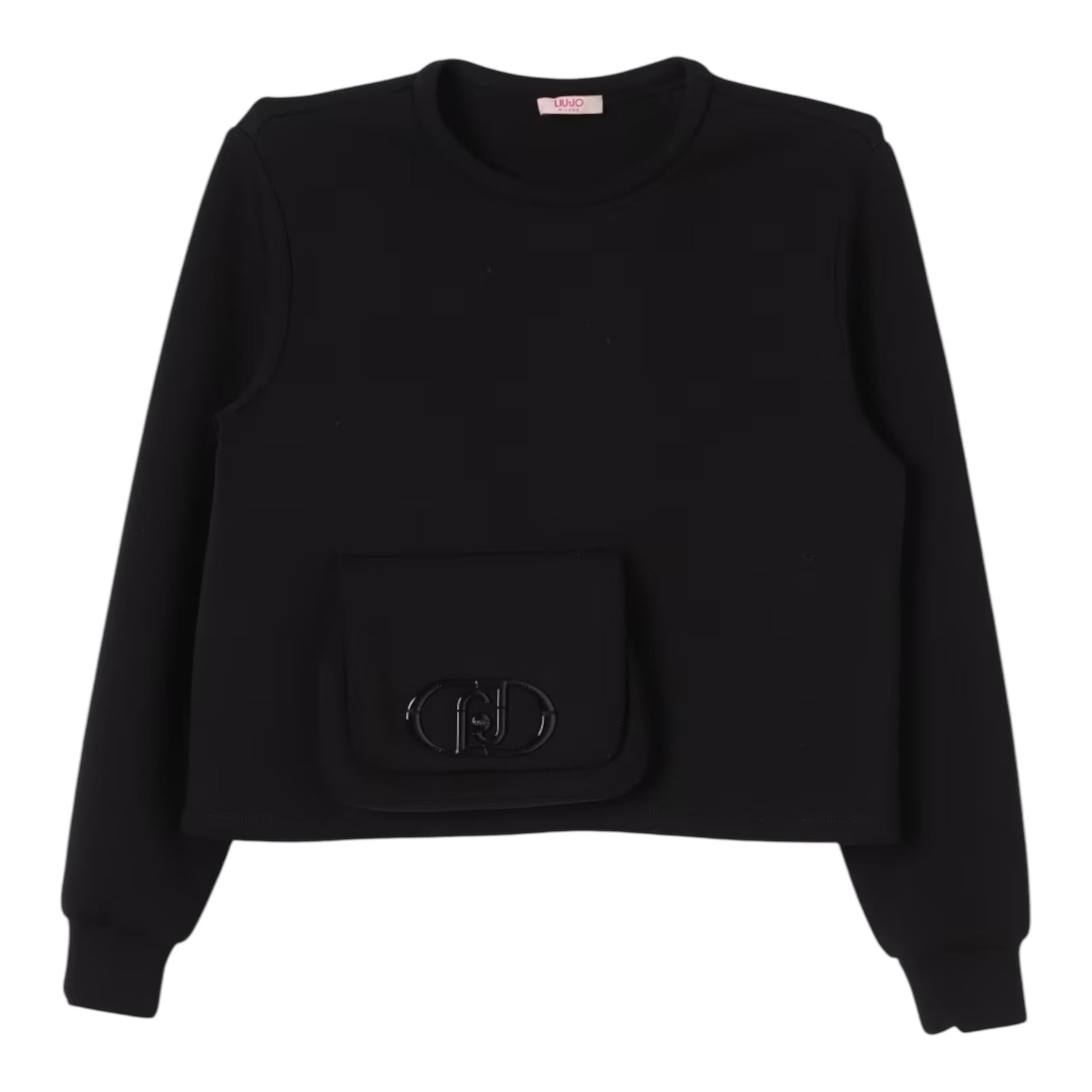 LIU JO felpa chiusa girocollo tinta unita con stampa  Nero per Bambina GF4161 NERO LIU JO 
