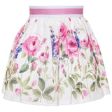 Monnalisa Gonna Tinta Unita Fantasia Floreale per Bambina GNMN BIANCO MONNALISA 