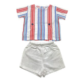 Juliana Completo Camicia Mezza Manica-Coulotte Fantasia A Righe Multicolor Per Neonata