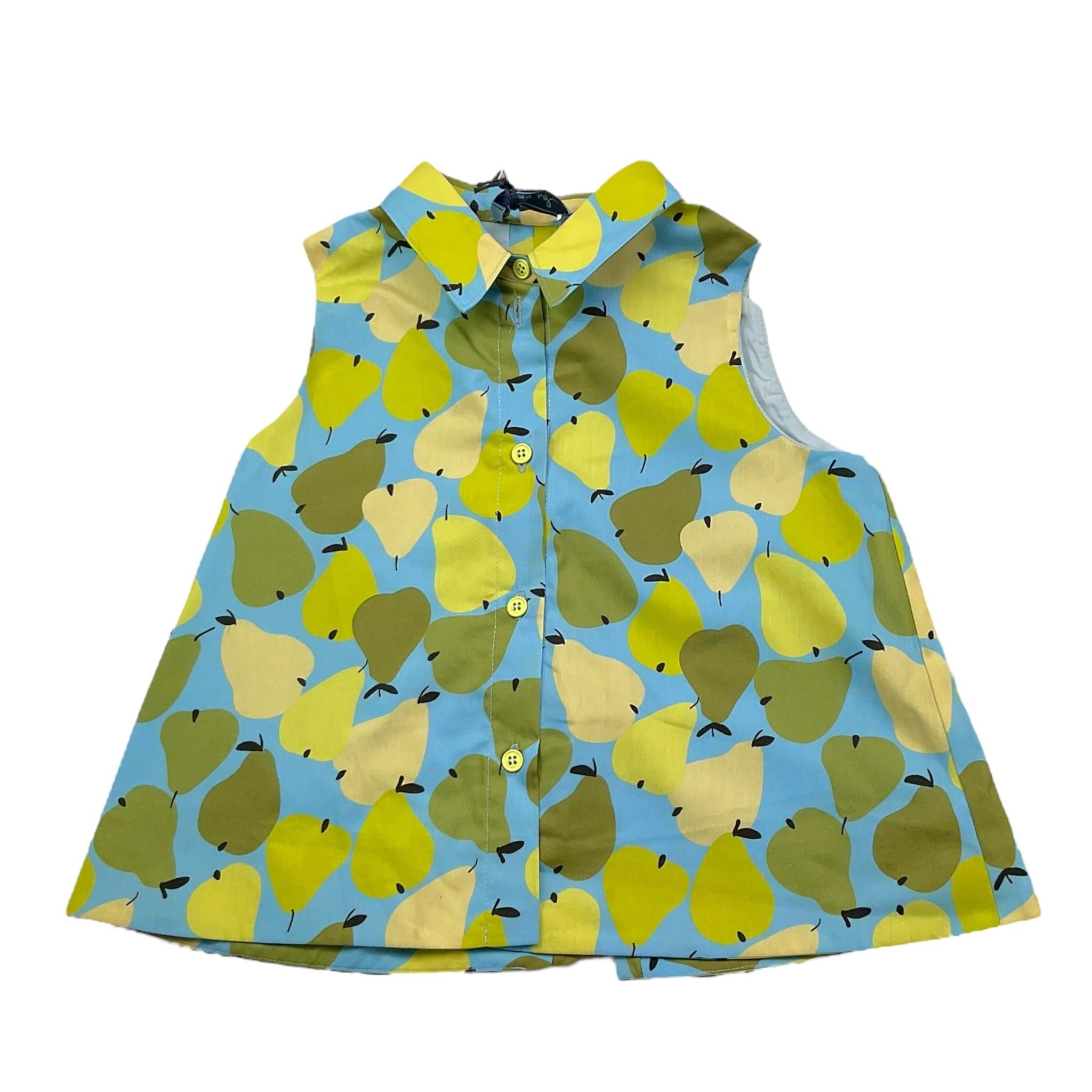 Mimisol Camicia Giromanica Tinta Unita con Stampa pera per Bambina MFCA088 AZZURRO MIMISOL 