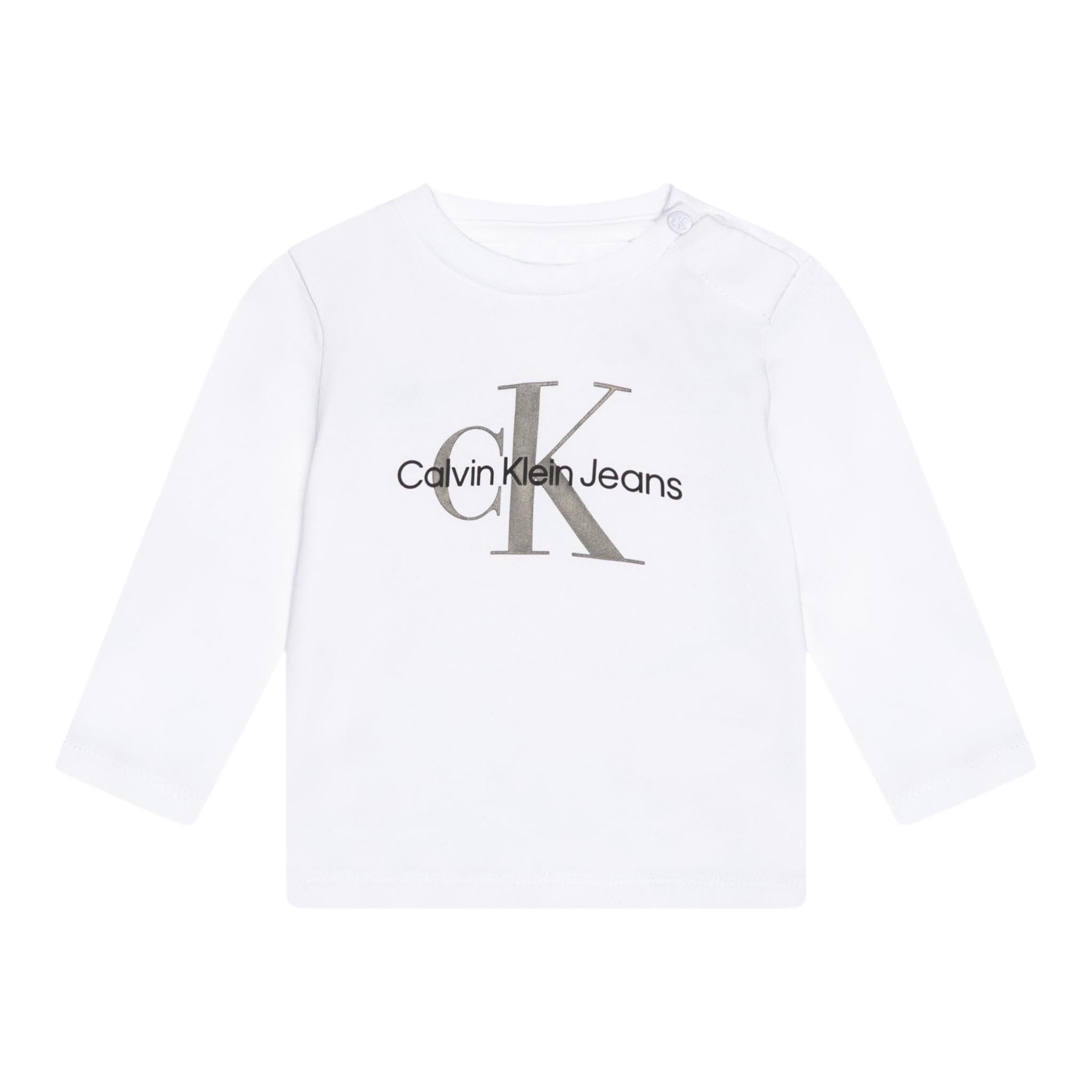 CALVIN KLEIN shirt girocollo tinta unita con stampa Bianco per Neonato IN0IN00005X BIANCO CALVIN KLEIN 