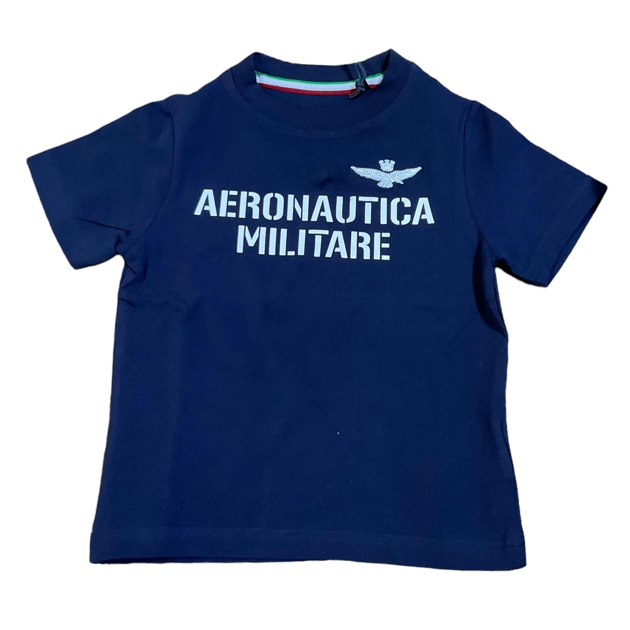 Aeronautica Militare T-Shirt Girocollo Tinta Unita con Stampa per Neonato 251TS0040AN BLU AERONAUTICA MILITARE 