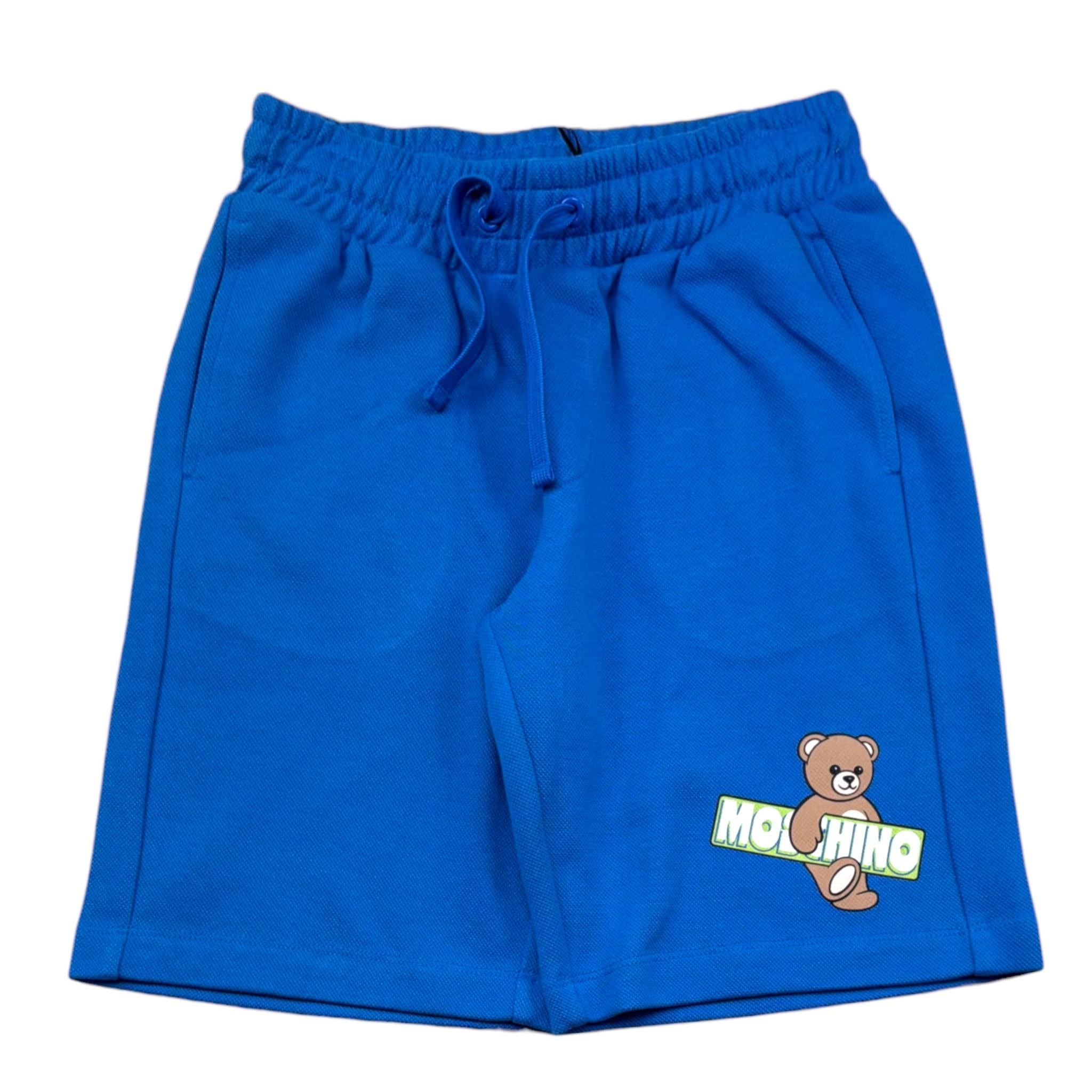 Moschino Bermuda Tinta Unita con Elastico In Vita per Bambino HUQ02L COBALTO MOSCHINO 