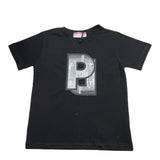 Cesare Paciotti T-Shirt Girocollo Tinta Unita Con Stampa Nero Per Bambino