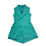 Petit Posh Tuta Giromanica Tinta Unita Doppiopetto per Bambina GFJS25040TU TIFFANY PETIT POSH 