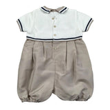 Marlu' Pagliaccetto Bicolore Mezza Manica per Neonato EB5520 BIANCO/BEIGE MARLU' 