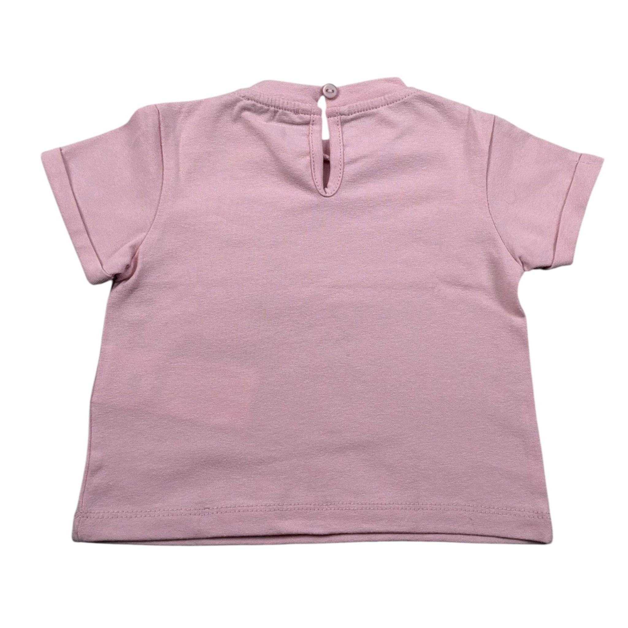 M+E' T-Shirt Girocollo tinta unita con Stampa Rosa per Bambina UE1405J ROSA M+E' 