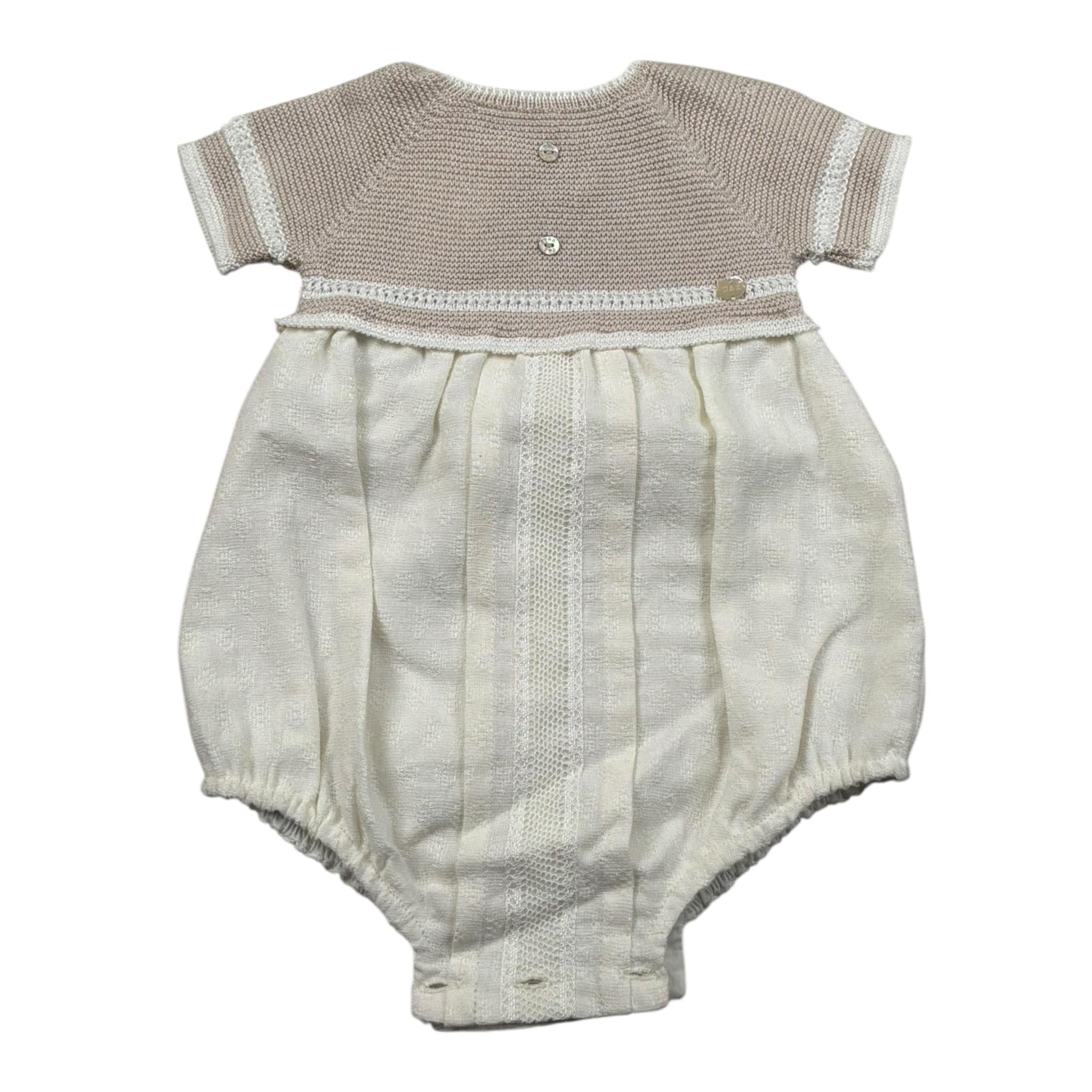 Paz Rodriguez Pagliaccetto Mezza Manica Bicolore per Neonato 00542375 BEIGE PAZ RODRIGUEZ 