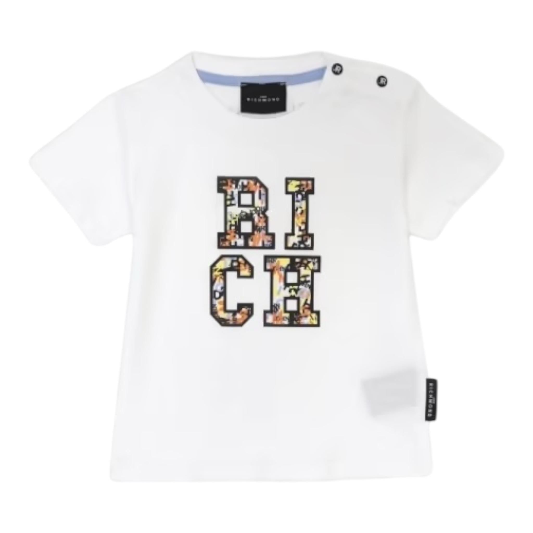 John Richmond T-Shirt Girocollo Tinta Unita con Stampa per Neonato RIP25051TSX BIANCO JOHN RICHMOND 