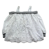 Monnalisa Top Manica Lunga Tinta Unita con Ricami per Bambina 493300 BIANCO MONNALISA 