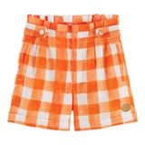 Scotch & Soda Short Fantasia Quadri Con Elastico In Vita Arancione Per Bambina