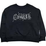 John Richmond Felpa Chiusa Girocollo Tinta Unita con Strass per Bambina RGP26204FE NERO JOHN RICHMOND 