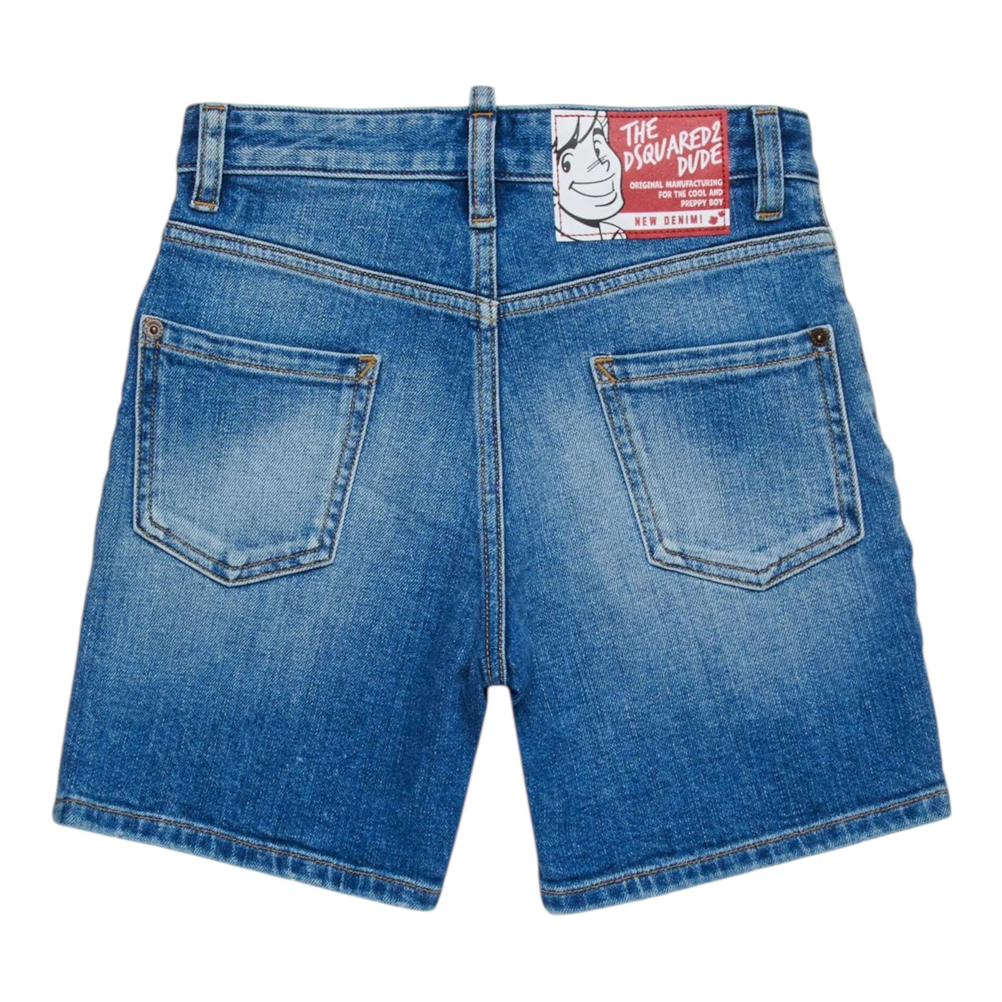 Dsquared2 Bermuda In Denim Tinta Unita per Bambino DQ2838XX AZZURRO DSQUARED2 