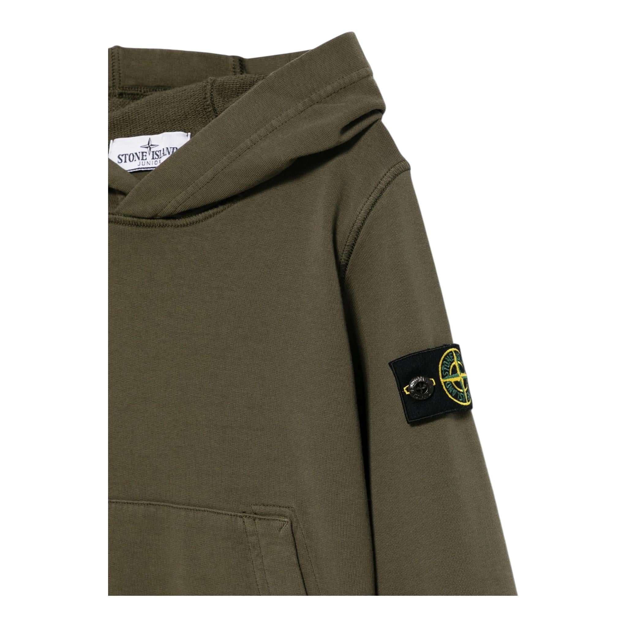 Stone Island Felpa Chiusa con Cappuccio Tinta Unita per Bambino K1S166100012 VERDE STONE ISLAND 