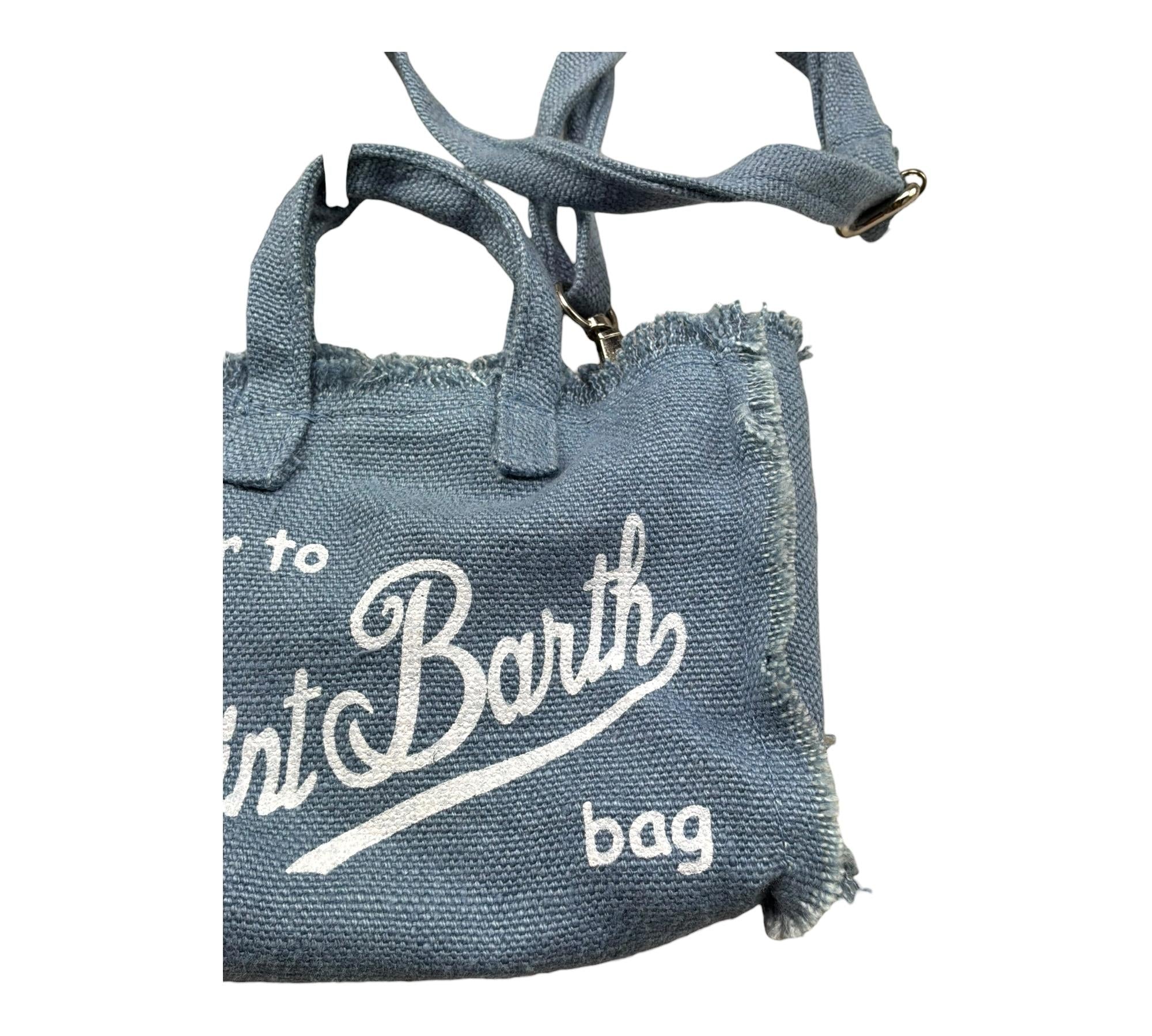 Saint Barth Mini Borsa In Denim Tinta Unita per Bambina PHONE AZZURRO SAINT BARTH 