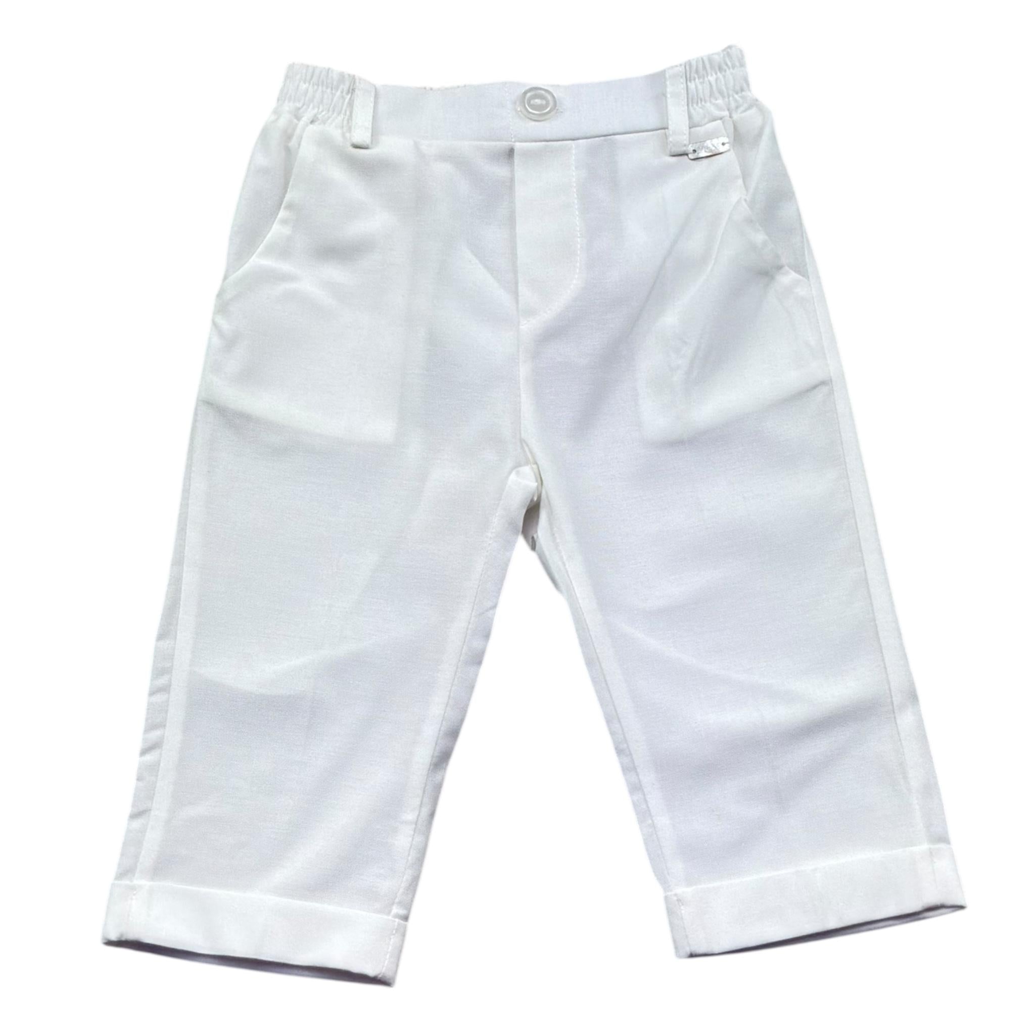 Le Bebe' Pantalone Tinta Unita con Elastico In Vita per Neonato LBB5390 BIANCO LE BEBE' 