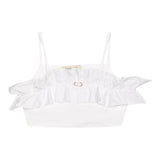 Twinset Top A Bretelline Tinta Unita Con Balze Bianco Per Bambina