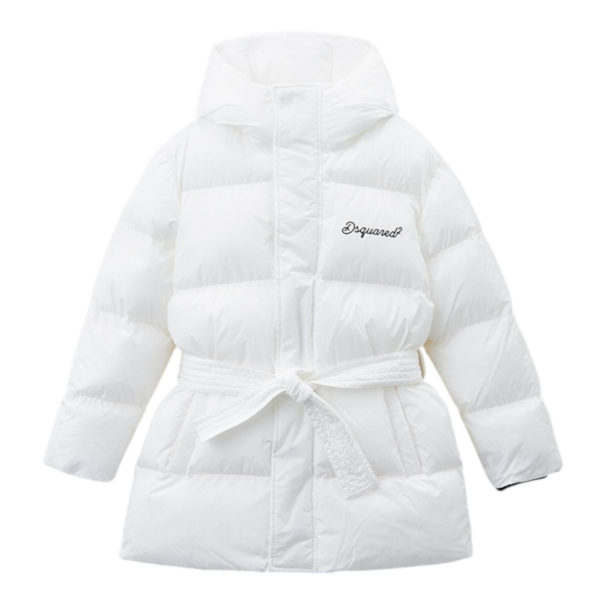 DSQUARED2 giubbino tinta unita con cappuccio Bianco per Bambina DQ1734 BIANCO DSQUARED2 