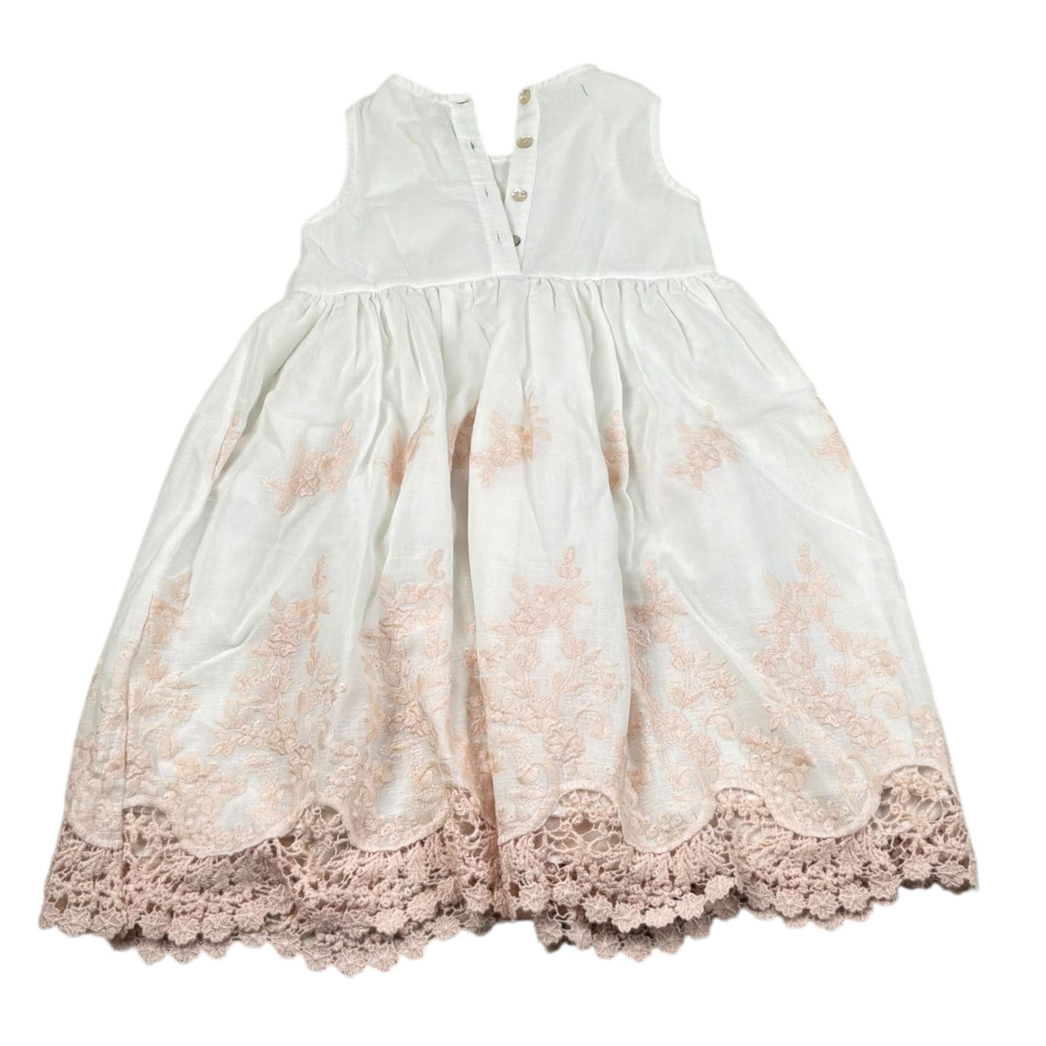 Caffe' D'Orzo Abito Giromanica Tinta Unita con Ricami per Neonata ZW1B32X BIANCO CAFFE' D'ORZO 