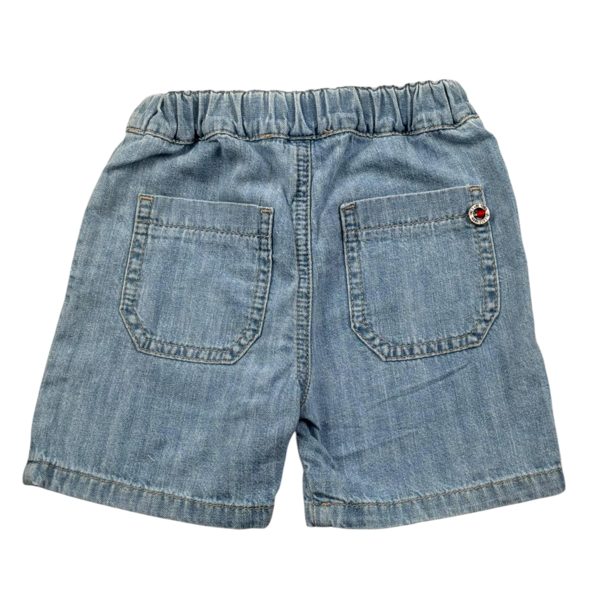 Please Bermuda Tinta Unita In Denim per Neonato RE71010B71 AZZURRO PLEASE 
