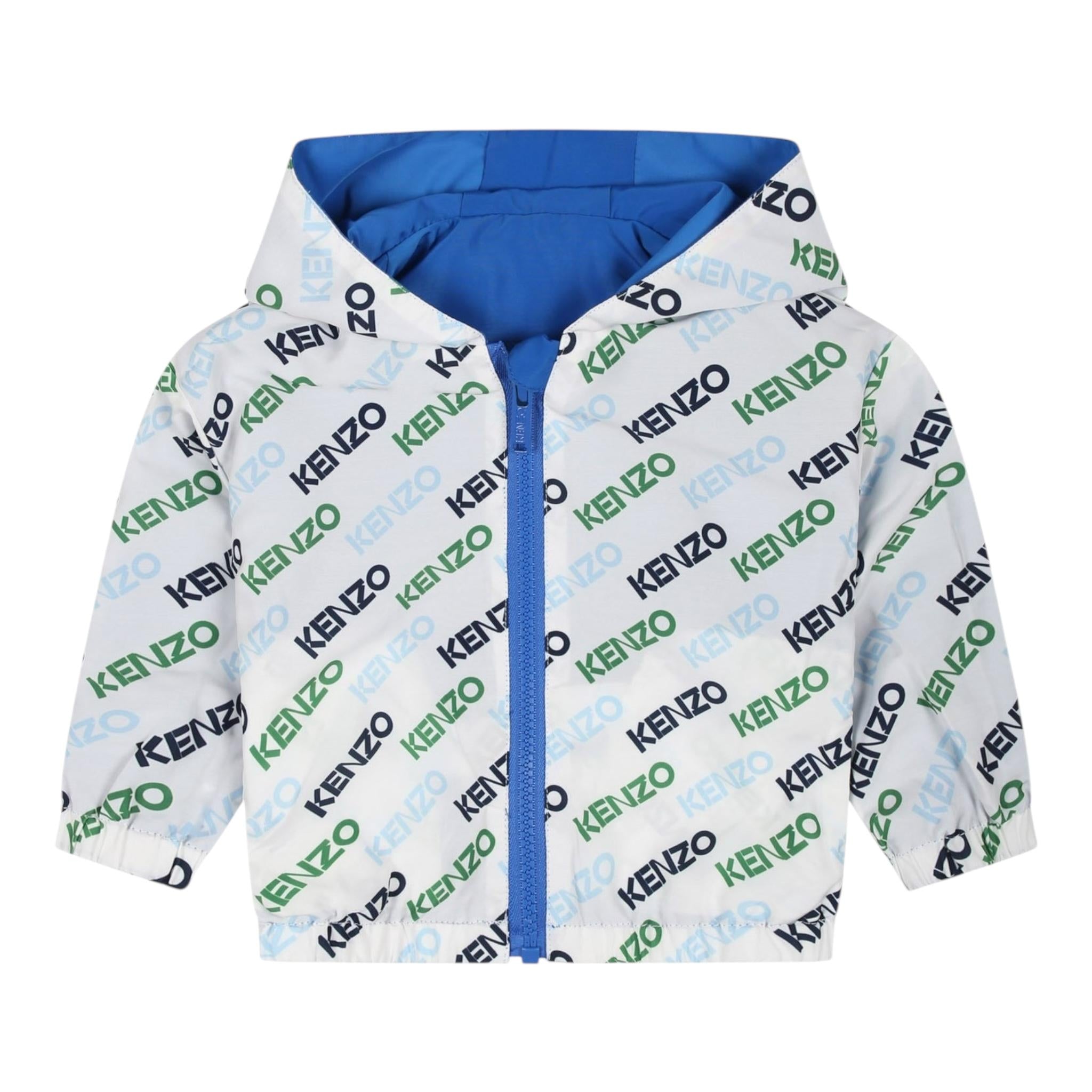 KENZO giubbino reversibile con zip e cappuccio Bianco/blu per Neonato K60171 BIANCO/BLU KENZO 
