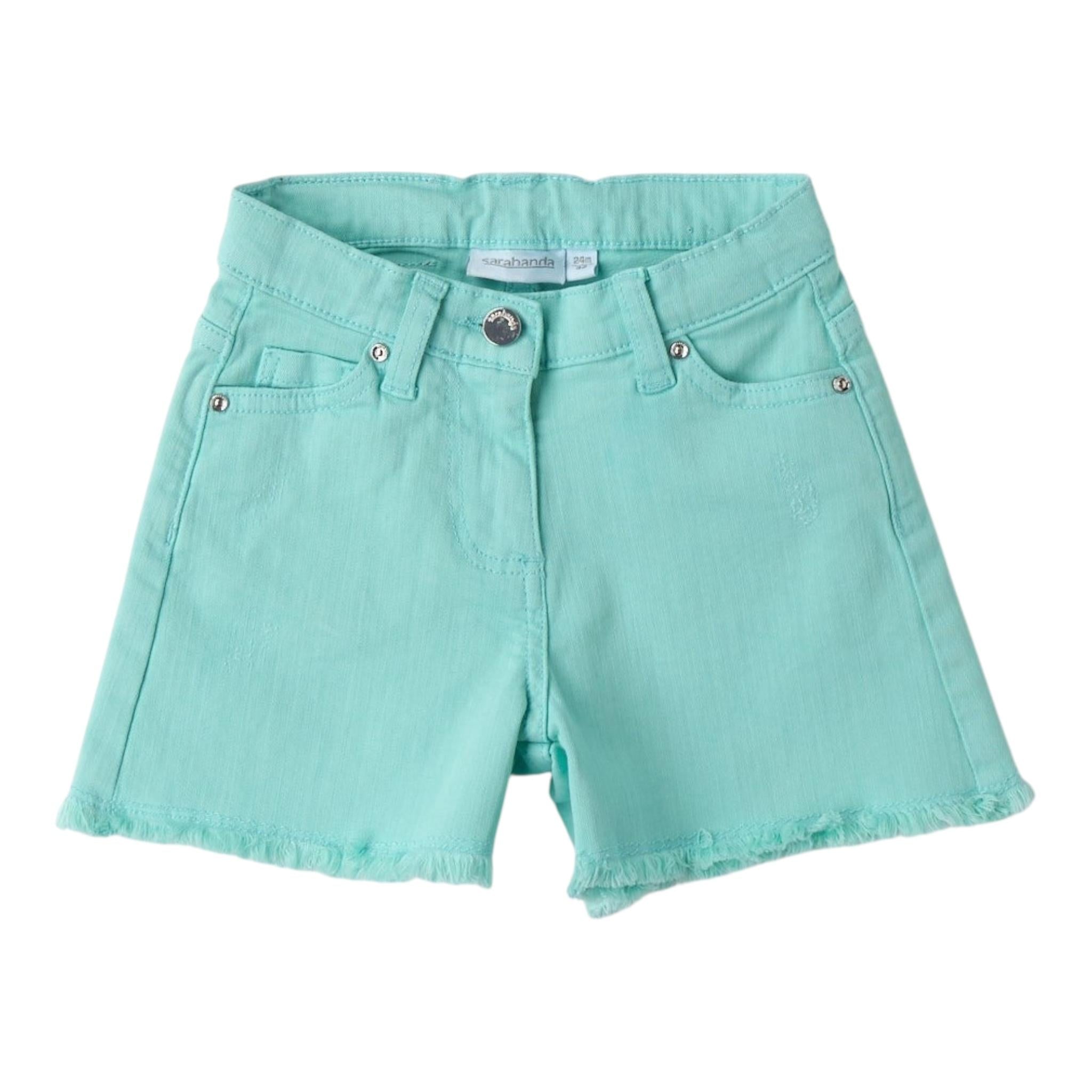Sarabanda Short Tinta Unita con Girovita Regolabile per Bambina 0B222 VERDE ACQUA SARABANDA 