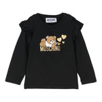 MOSCHINO shirt girocollo tinta unita con stampa in contrasto Nero per Neonata MDO00RX NERO MOSCHINO 