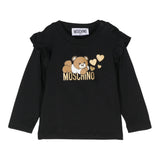 MOSCHINO shirt girocollo tinta unita con stampa in contrasto Nero per Neonata MDO00RX NERO MOSCHINO 