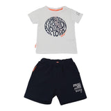 Suns  Completo 2 Pezzi T-Shirt-Bermuda Bicolore Bianco/Blu Per Neonato