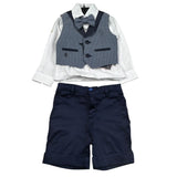 App4Kids Completo 4 Pezzi Gilet-Camicia-Papillion-Bermuda per Neonato 30129 BLU APP4KIDS 