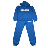 Moschino Completo 2 Pezzi Felpa-Pantalone Tinta Unita per Bambino HUK04G BLU MOSCHINO 