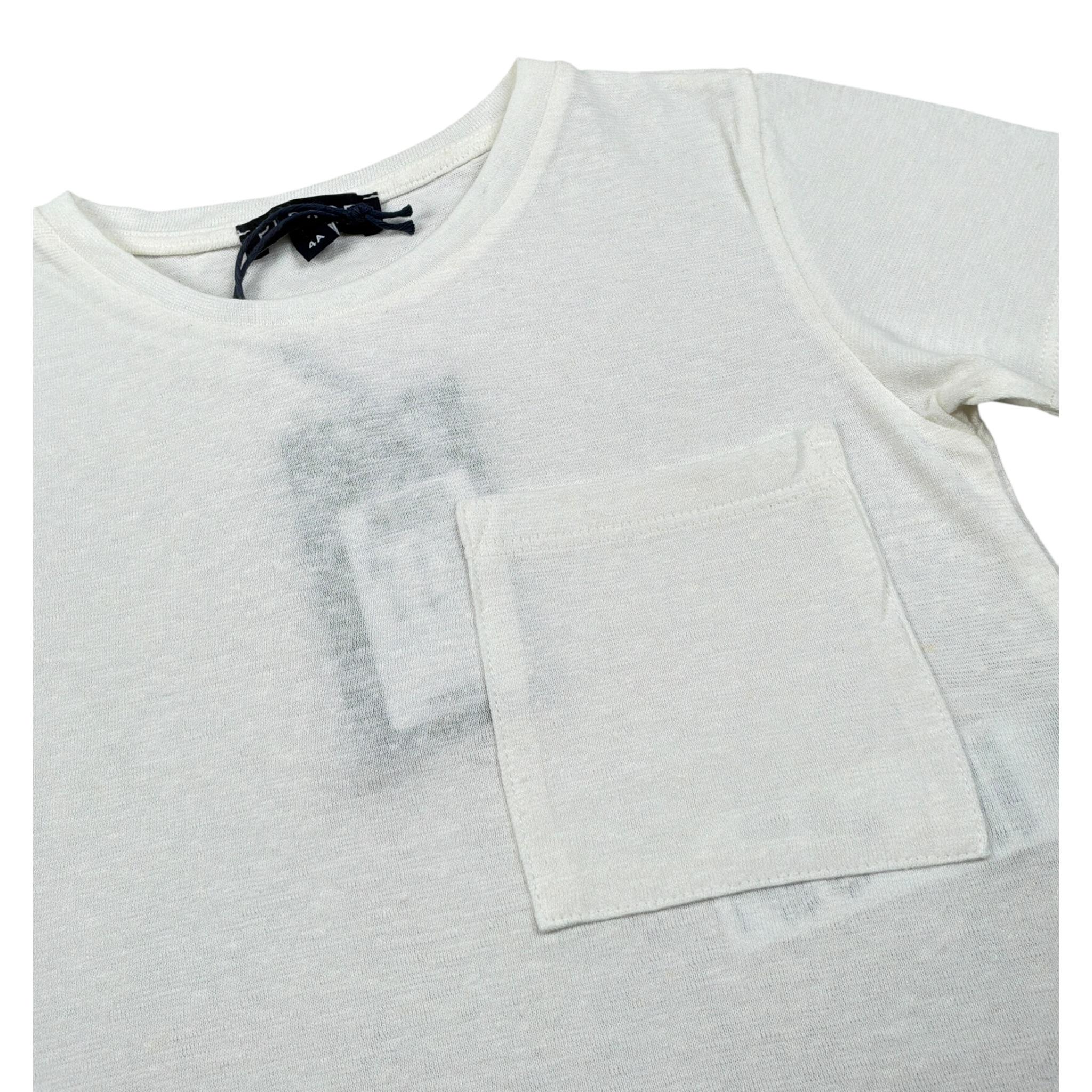 Please T-Shirt tinta unita con Taschino Panna per Bambino MBB9030B72X PANNA PLEASE 