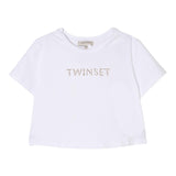 Twinset T-Shirt Girocollo Tinta Unita con Stampa per Bambina 251GJ2484X BIANCO TWINSET 