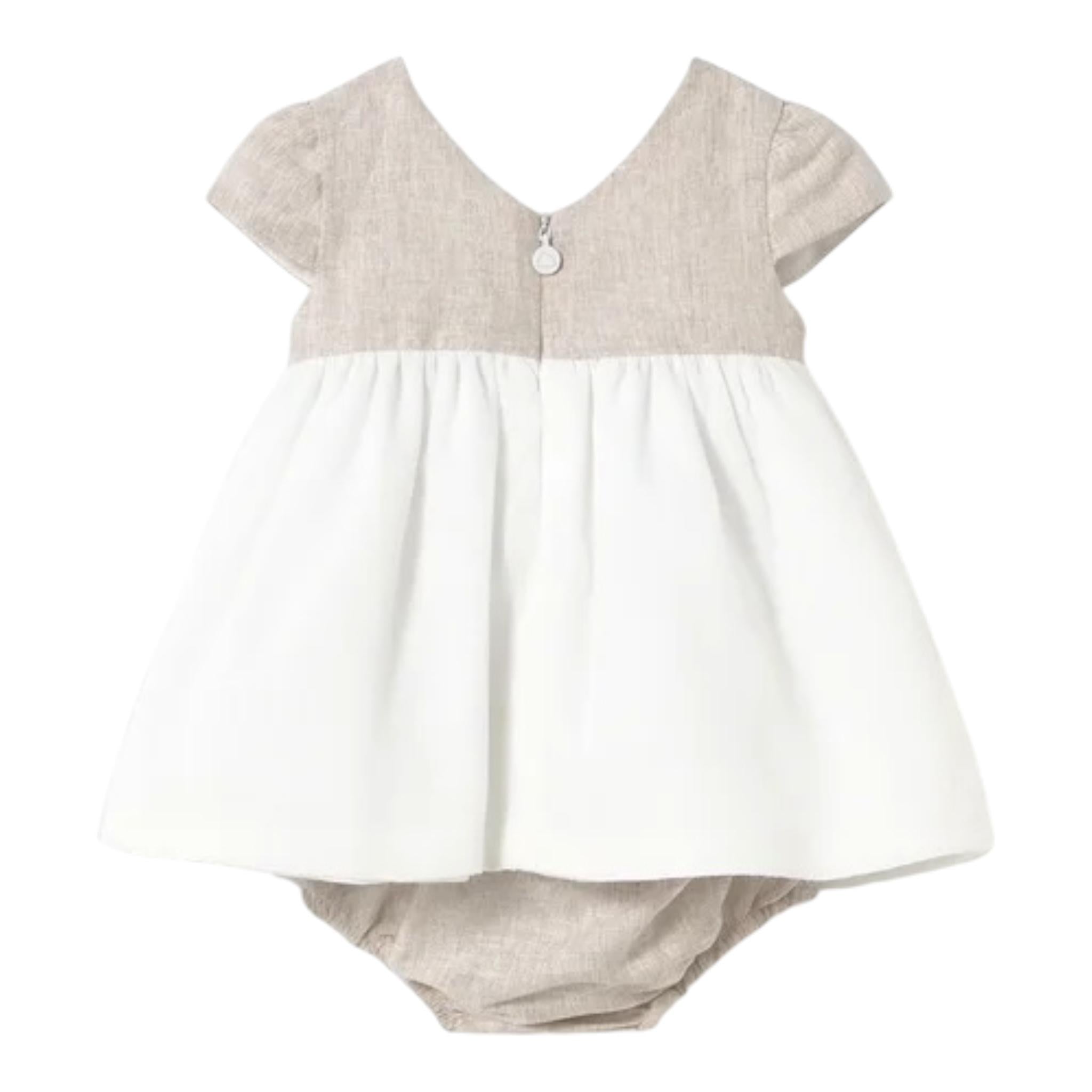 Mayoral Set 2 Pezzi Abito-Coulotte Bicolore per Neonata 1857 BIANCO/BEIGE MAYORAL 