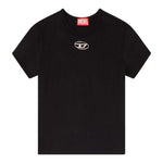 Diesel T-Shirt Girocollo Tinta Unita con Logo per Bambina J02022XX NERO DIESEL 