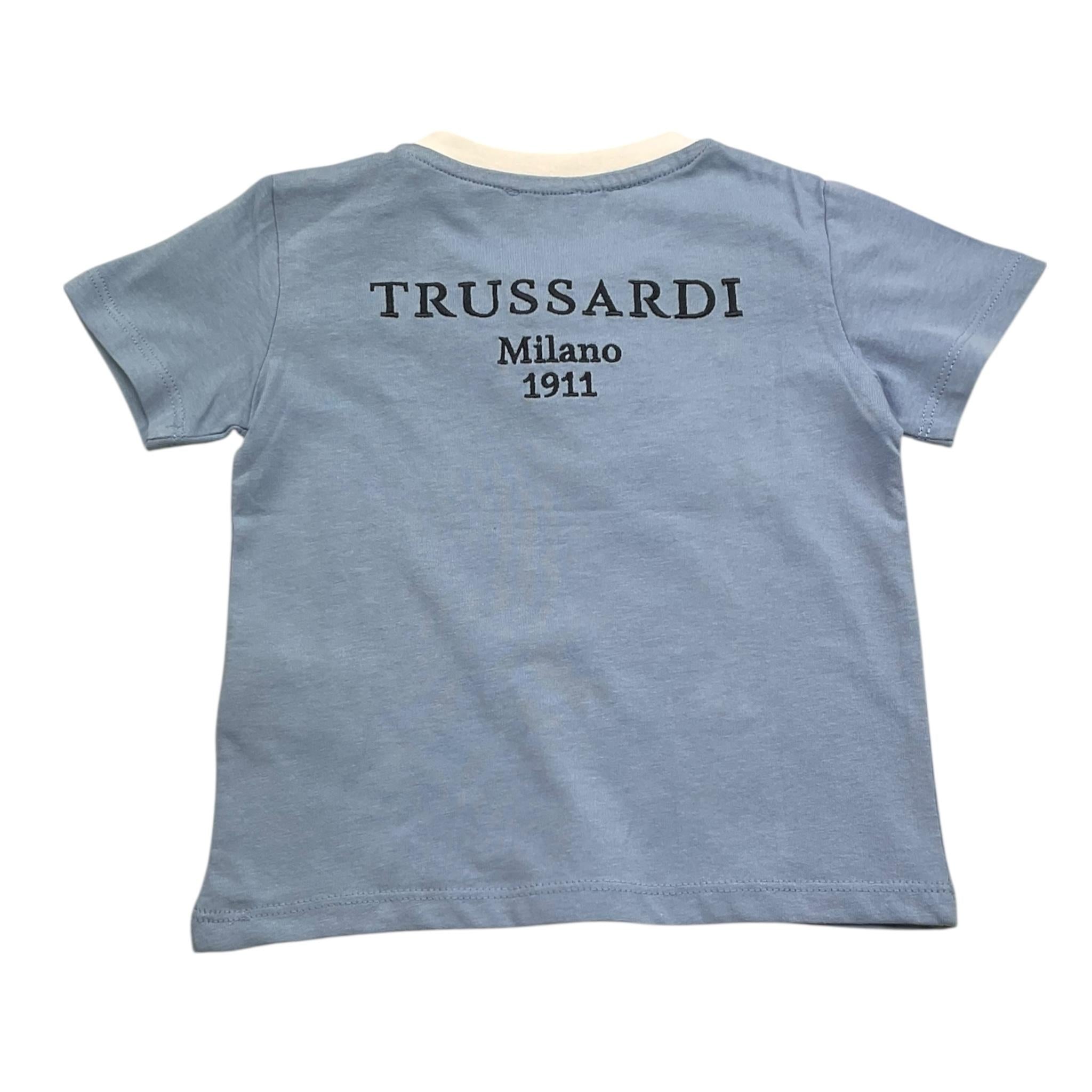 Trussardi T-Shirt Tinta Unita con Stampa per Bambino TIP25045TSJ AZZURRO TRUSSARDI 