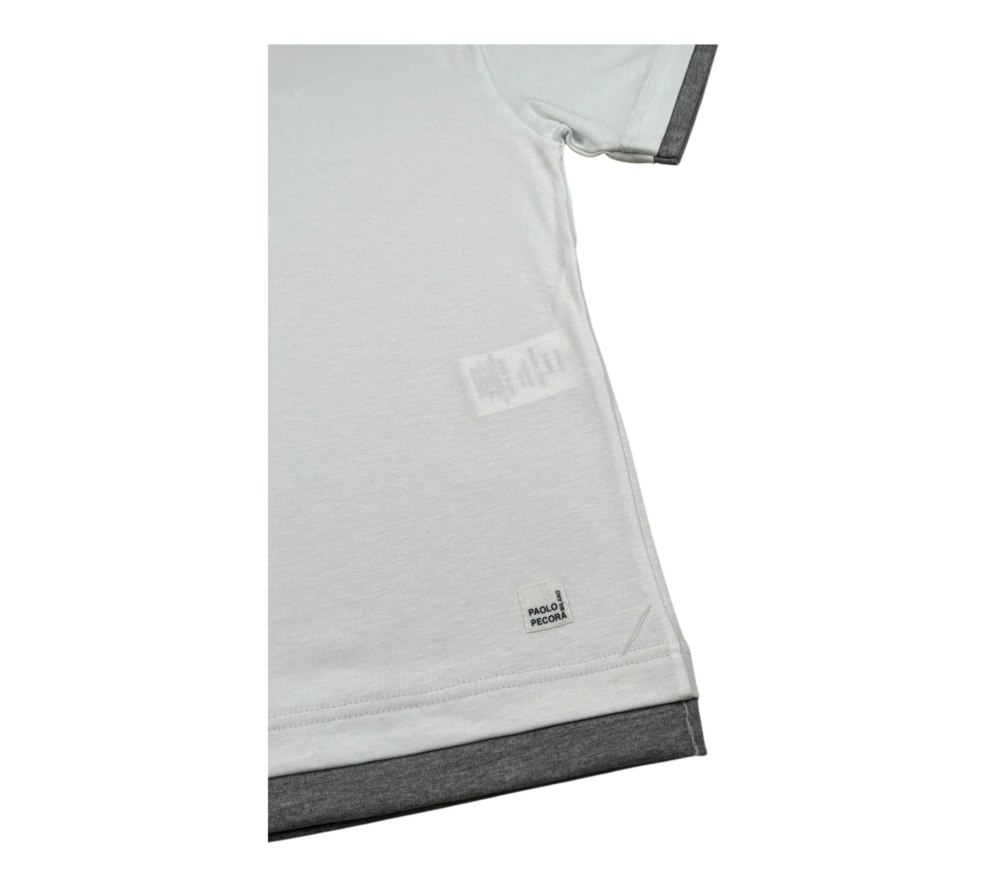 Paolo Pecora T-Shirt Girocollo Tinta Unita con Profili In Contrasto per Bambino PP4349 BIANCO PAOLO PECORA 