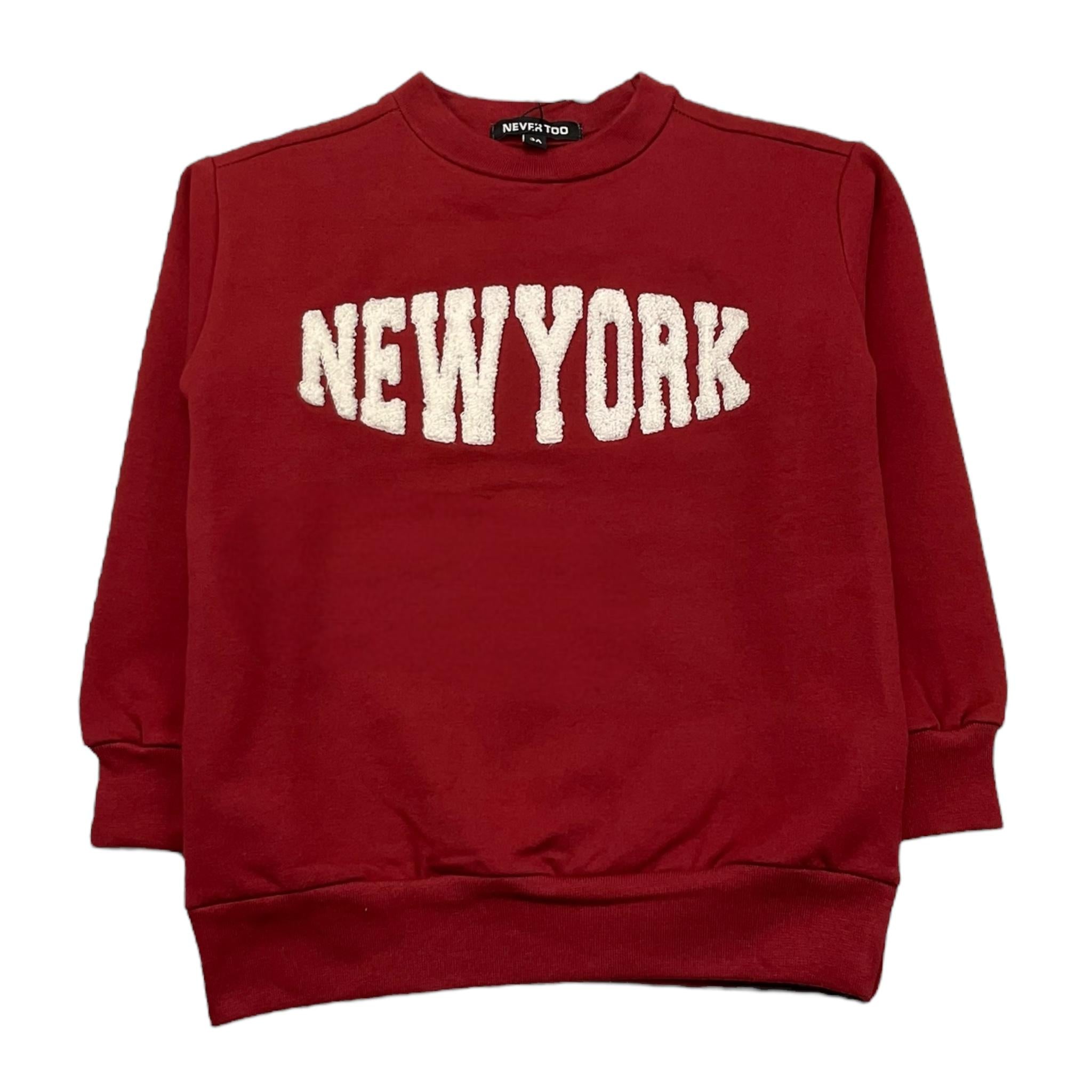 NEVER TOO felpa chiusa girocollo tinta unita con stampa in contrasto Rosso per Bambino NT2204B ROSSO NEVER TOO 