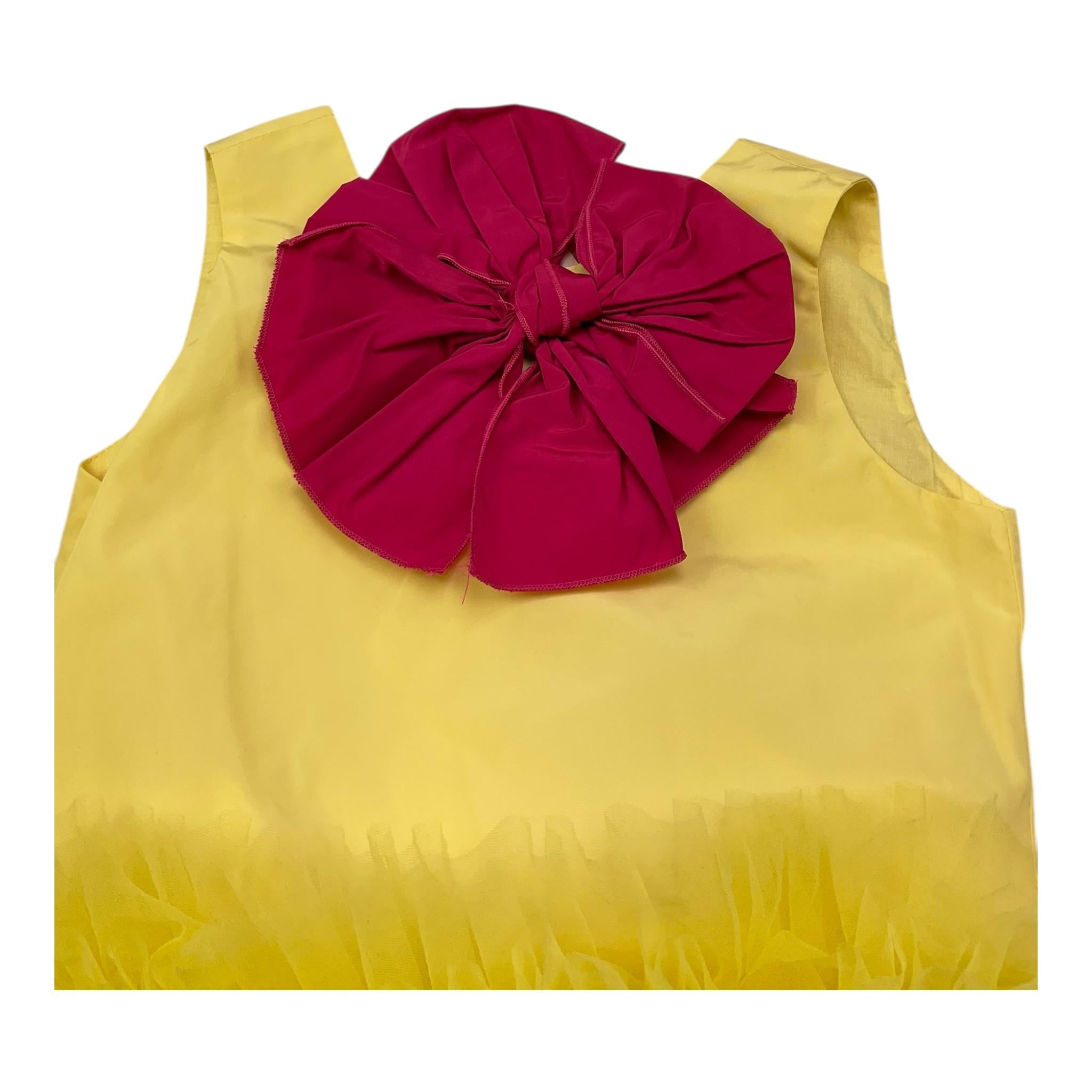 Miss Grant Abito Giromanica Tinta Unita con Tulle per Bambina MG1349 GIALLO MISS GRANT 