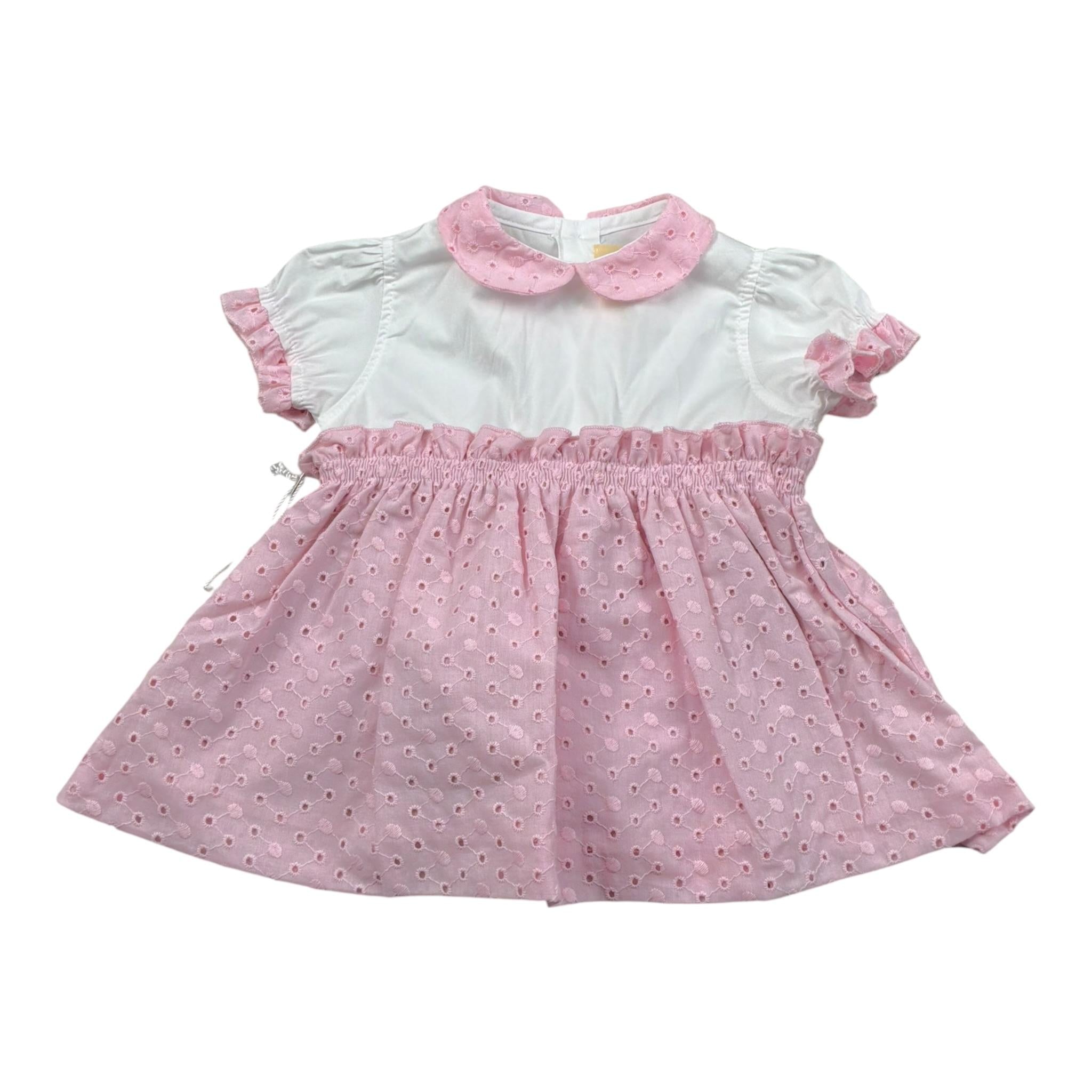 Bear Pagliaccetto Bicolore Traforato per Neonata CARLOTTA BIANCO/ROSA BEAR 