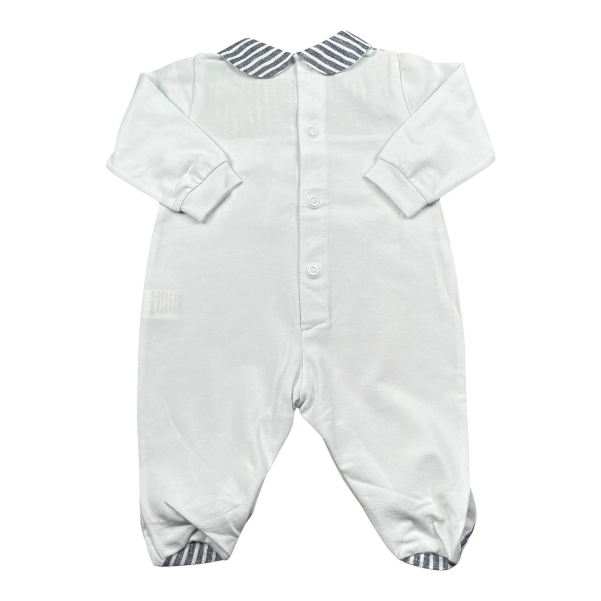 Marlu' Tutina Tinta Unita con Fantasia A Righe per Neonata EC5614 BIANCO MARLU' 