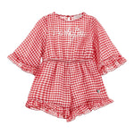 Monnalisa Tuta Intera Bicolore con Fantasia Quadri per Bambina 11E200 BIANCO/ROSSO MONNALISA 