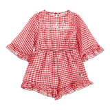 Monnalisa Tuta Intera Bicolore con Fantasia Quadri per Bambina 11E200 BIANCO/ROSSO MONNALISA 