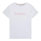 Juicy Couture T-Shirt Girocollo Tinta Unita Cn Stampa In Contrasto Bianco per Bambina