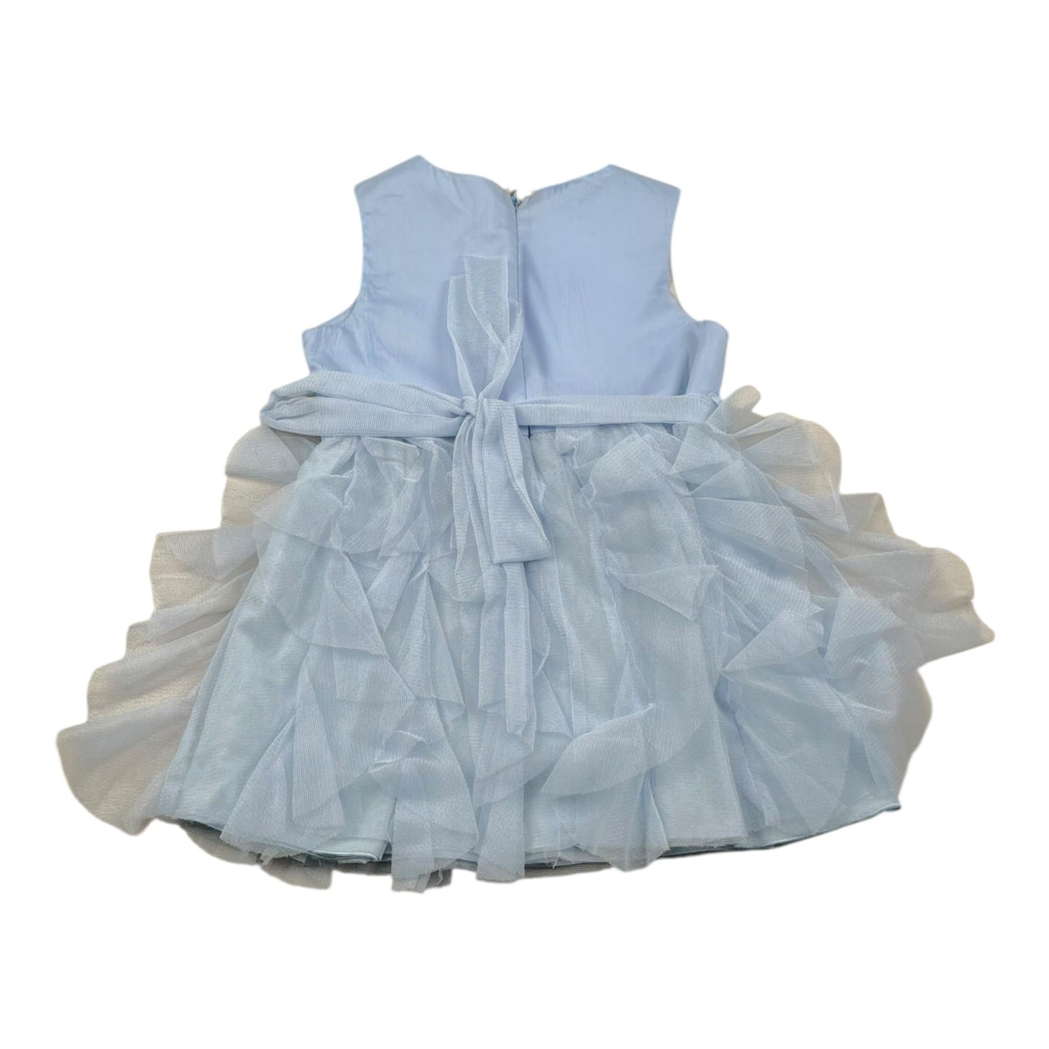 Please Abito Giromania Tinta Unita con Tulle per Neonata AB23290G73X AZZURRO PLEASE 