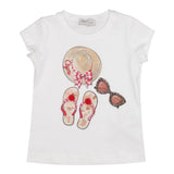 Monnalisa T-Shirt Tinta Unita Girocollo con Stampa per Bambina 11E623 BIANCO MONNALISA 