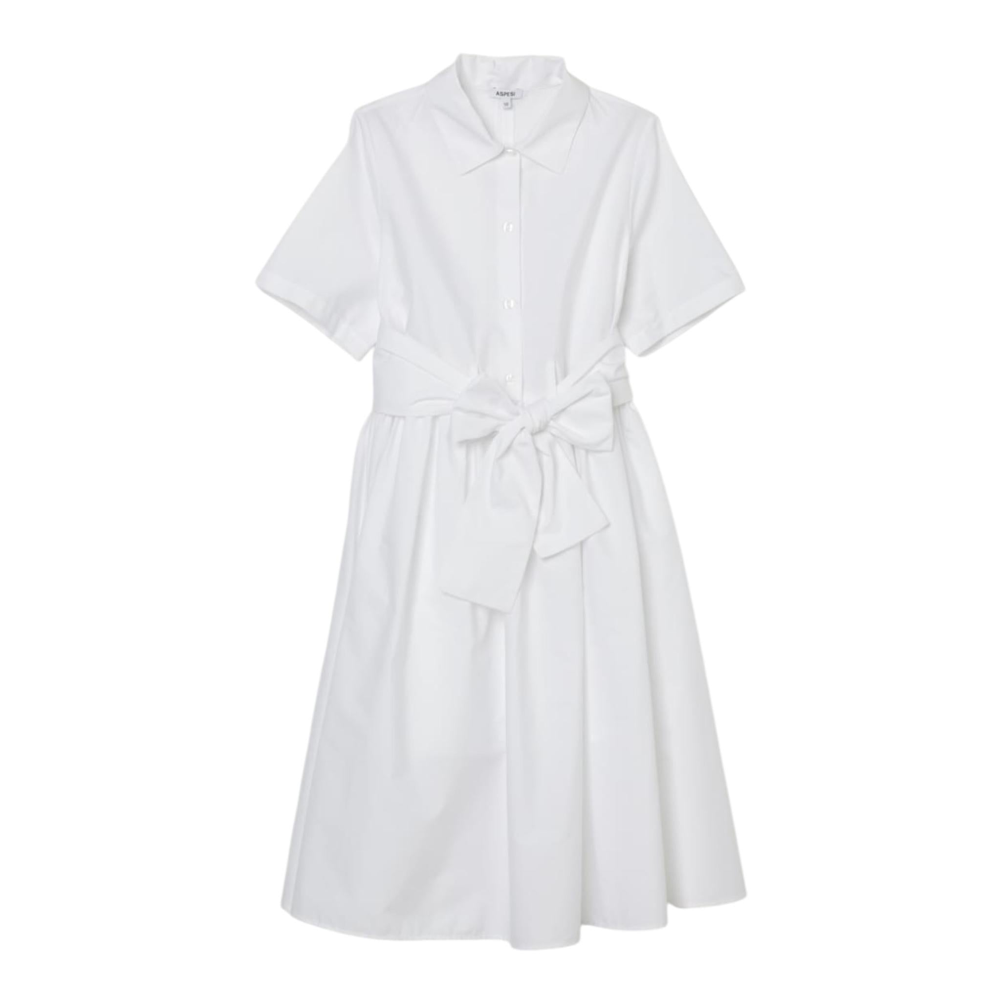 Aspesi Abito Mezza Manica Tinta Unita per Bambina S25012VMC0068X BIANCO ASPESI 