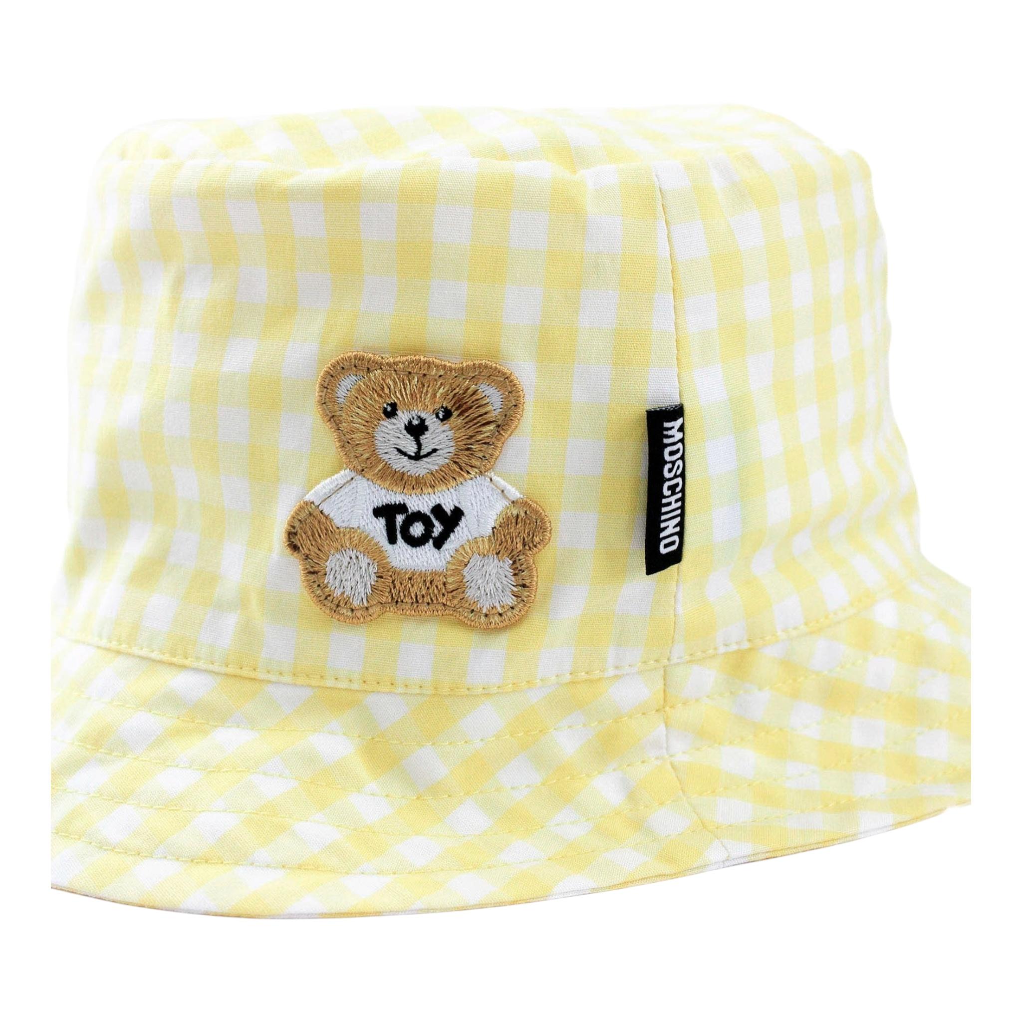 Moschino Cappello Modello Pescatore Biclore con Fantasia A Quadri per Bambino MUX057 BIANCO/GIALLO MOSCHINO 