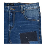 DANIELE ALESSANDRINI jeans tinta unita con toppe Blu per Bambino 1231PD00074X BLU DANIELE ALESSANDRINI 