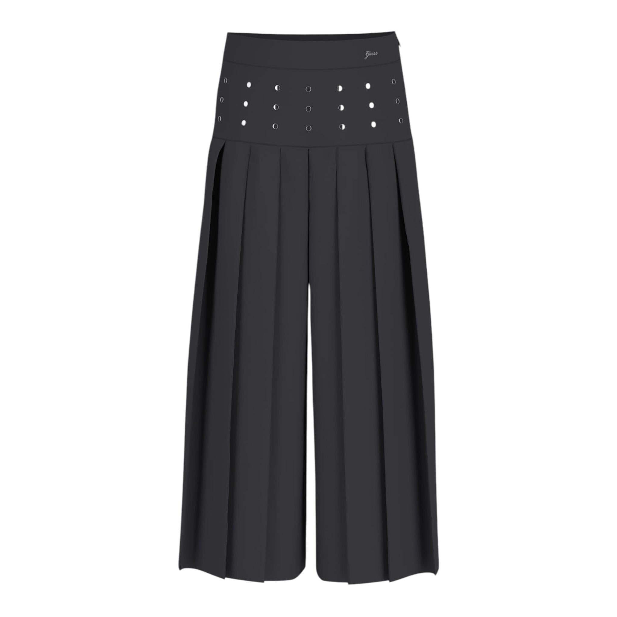 Guess Pantalone Tinta Unita con Applicazioni Modello Palazzo per Bambina J5RB00WGUL0 NERO GUESS 